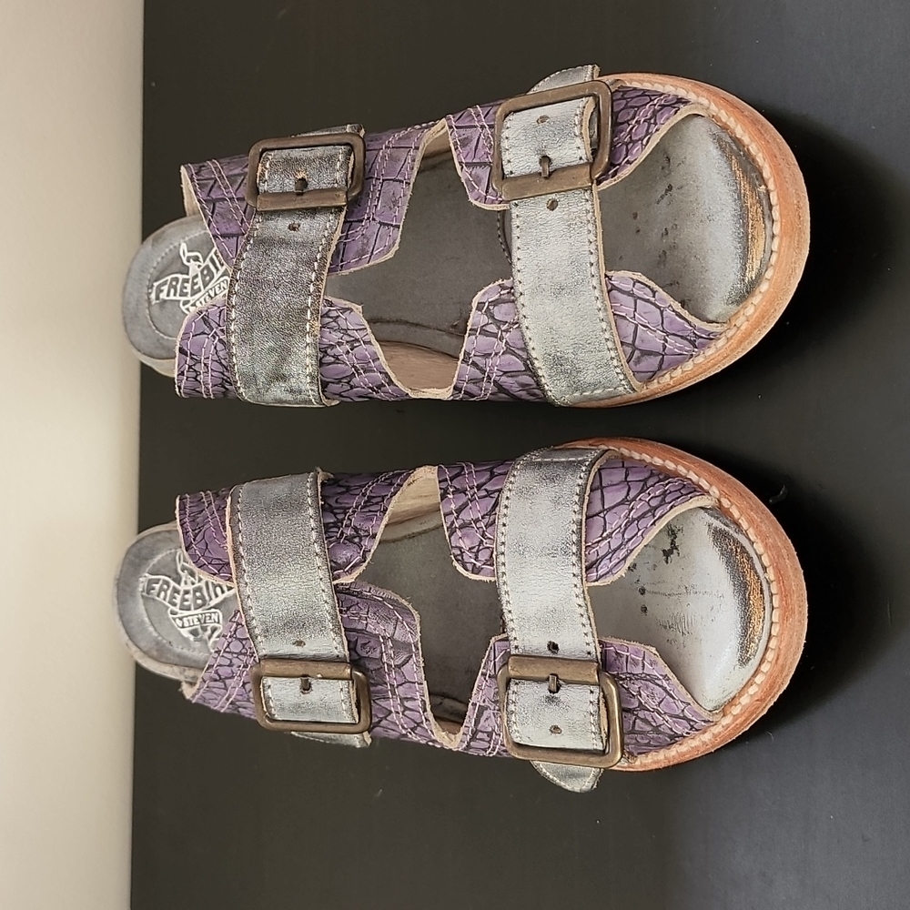 Freebird by Steven 'Caprice' Ice & Purple Leather Buckle Sandals Size 7